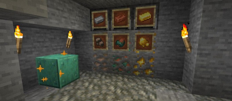 В новом патче тестовой версии Minecraft из блоков железа, золота и меди выпадает чистая руда