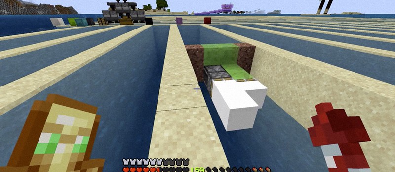 Игрок Minecraft  создал простую машину для осушения резервуаров