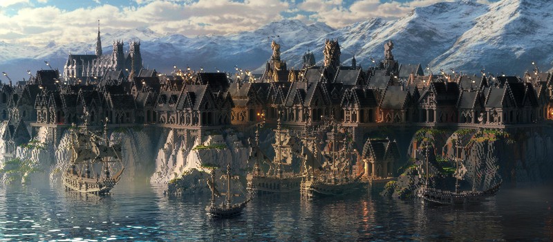 У игроков Minecraft ушло три года, чтобы построить готический фэнтезийный город на острове