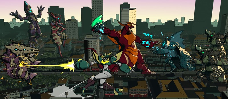 Огромные монстры и роботы против кайдзю в геймплее битемапа Dawn of the Monsters
