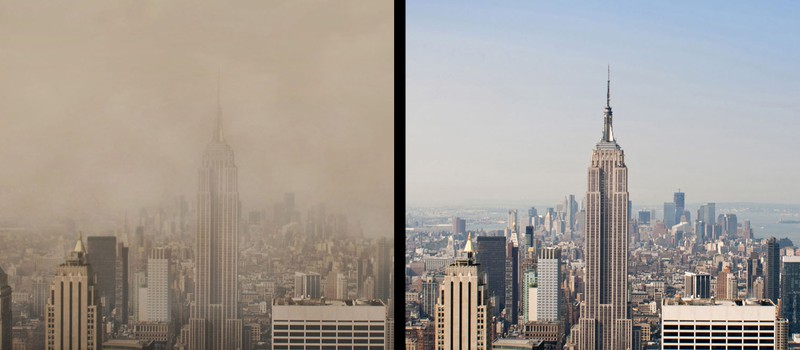 Как бы выглядели мегаполисы под плотным слоем смога