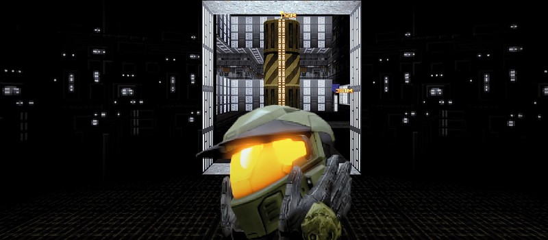 Мастер Чиф против орд врагов в модификации Halo Doom: Evolved для Doom
