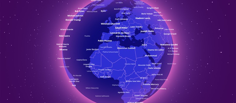 Эта интерактивная карта мира показывает самого значимого человека из вашего города