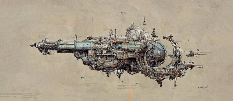 Нейросеть создала коллекцию чертежей стимпанковых космических кораблей