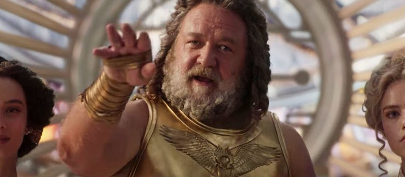 Наставление от Зевса и забавные эффекты в удалённой сцене из фильма "Тор: Любовь и гром"