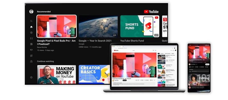 Google показала обновленный дизайн YouTube — черно-белые цвета, фоновая подсветка и зум видео