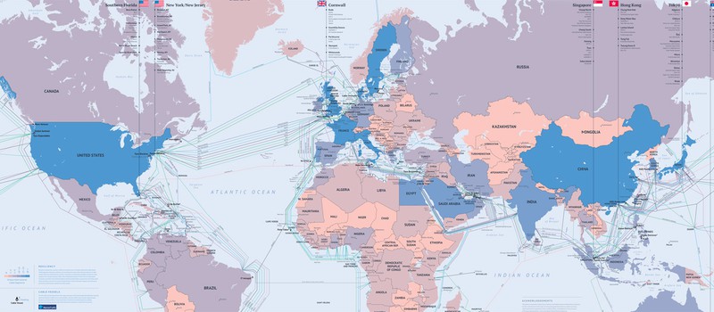 Карта межконтинентальных интернет-кабелей