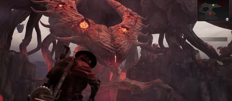 Битва с гигантским древесным монстром в геймплее Remnant 2