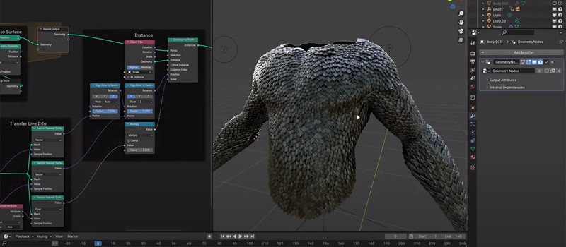 3D-художник выпустил бесплатную версию чешуйчатых доспехов для Blender