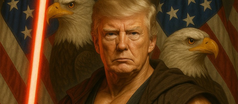 Белый дом опубликовал ИИ-картинку с Трампом в образе ситха на стероидах, при этом обвинил "радикально левых" в том, что это они – империя