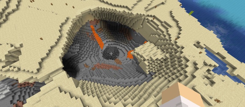 В Minecraft обнаружена невероятно редкая генерация метеоритного кратера