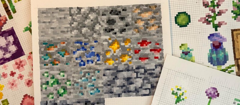 Художница вручную рисует красками все текстуры Minecraft и превращает их в ресурспак