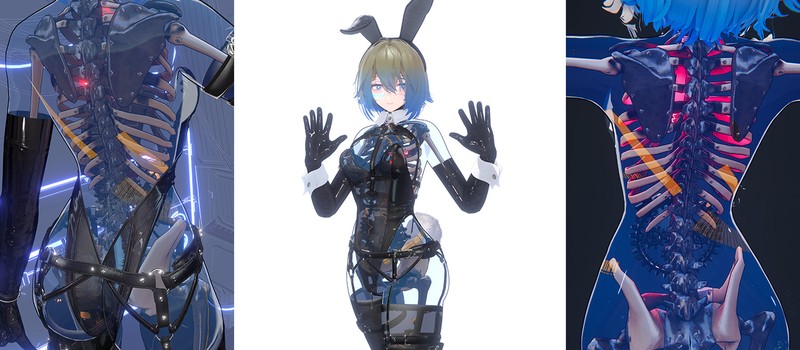 3D-художник создал потрясающий аватар с прозрачным телом и светящимся киберскелетом для VRChat