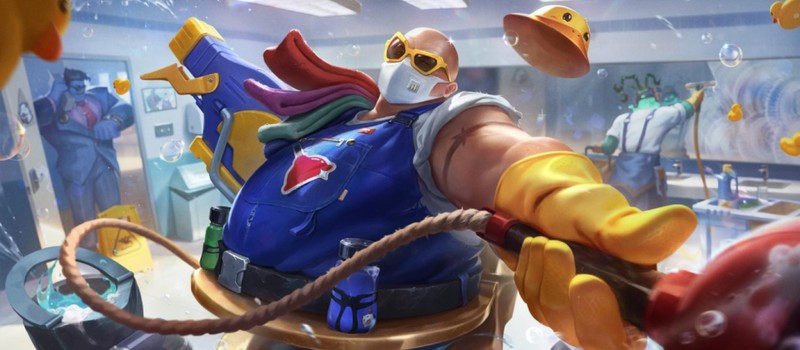 Свейн в роли полковника Сандерса из KFC и Мордекайзер в костюме в трейлере первоапрельских обликов League of Legends