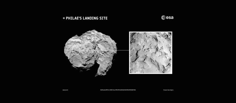 Первые фотогарфии места посадки зонда Rosetta на комете