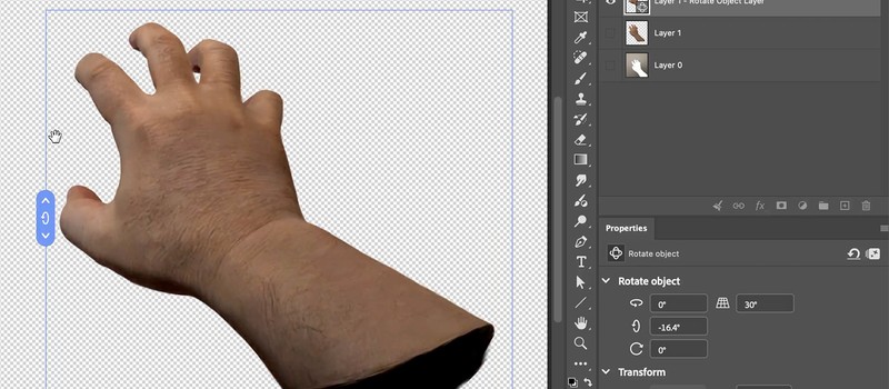 Функция Rotate Object в Photoshop превращает фото руки в 3D-референс для рисования