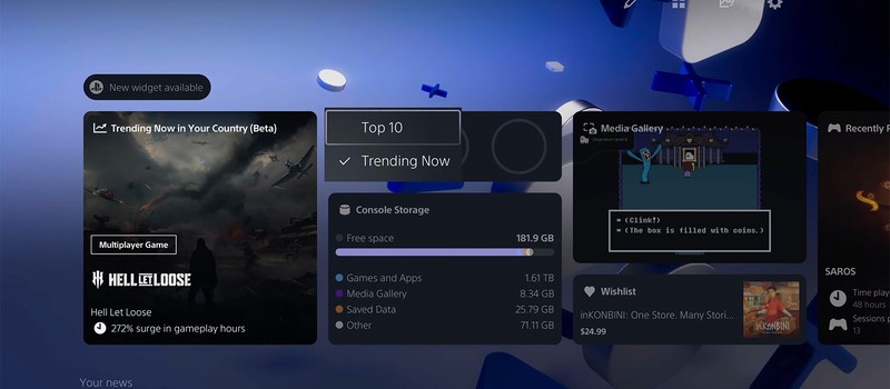 Новый бета-виджет PS5 показывает 10 самых популярных игр недели