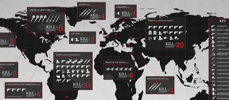 Карта всех убийств Лиама Нисона