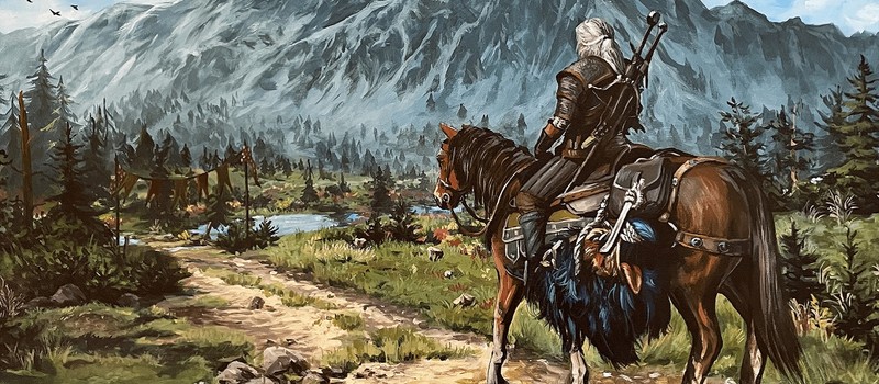 Жена фаната The Witcher 3 написала картину маслом с Геральтом, и сообщество в восторге