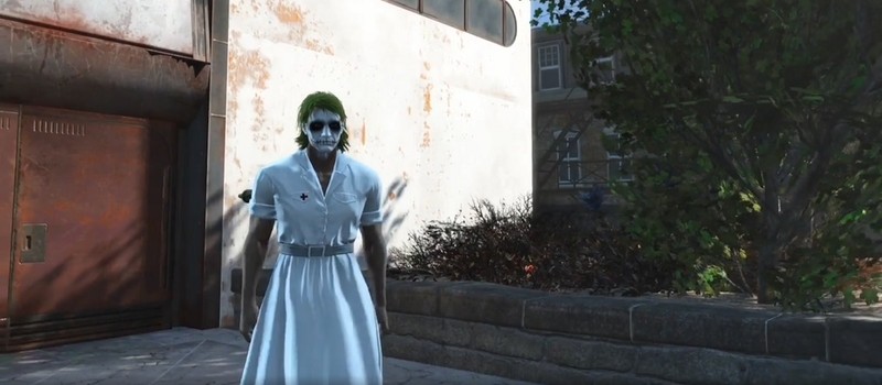 Геймер воссоздал в Fallout 4 культовую сцену с Джокером из "Тёмного рыцаря" при помощи нескольких модов и кучи хлама