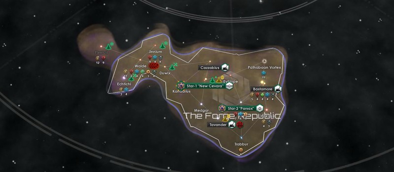 Игрок Stellaris оказался запертым в небольшом регионе без выхода к галактике, но с одной червоточиной