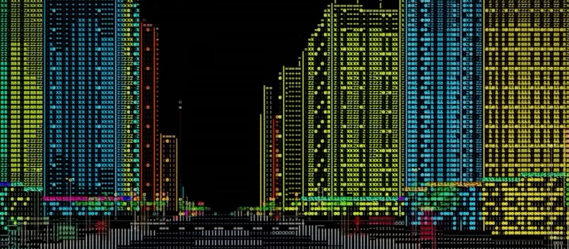 Соло-разработчик собрал 3D-город в стиле ASCII на JavaScript в одном HTML-файле
