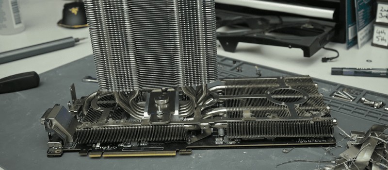 Энтузиаст прикрутил к GTX 1080 Ti двухбашенный кулер для процессора и сбил температуру на 32 градуса
