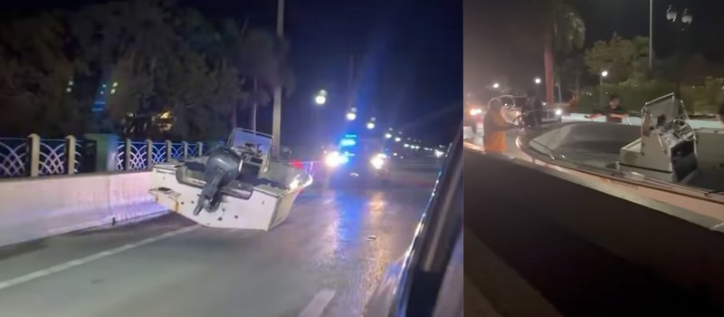 Житель Флориды потерял лодку посреди дороги и сбежал от полиции как в GTA