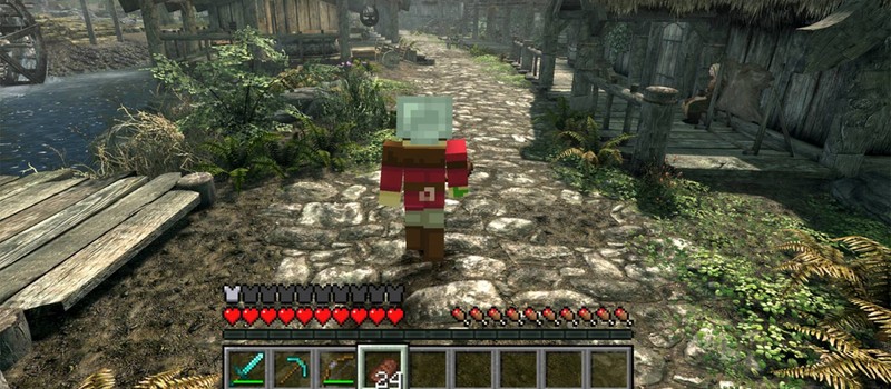 Моддер перенес в Skyrim логику Minecraft и теперь в Скайриме можно копать землю и взрывать её TNT