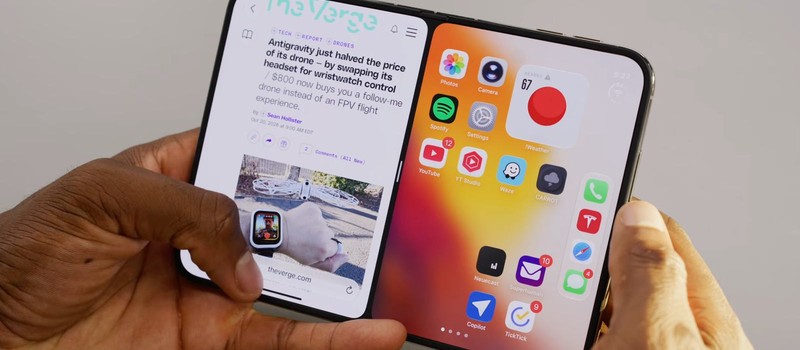 Складной iPhone Duo выдержал 11 500 сгибаний и мороз −20 °C, но складка на экране стала заметнее