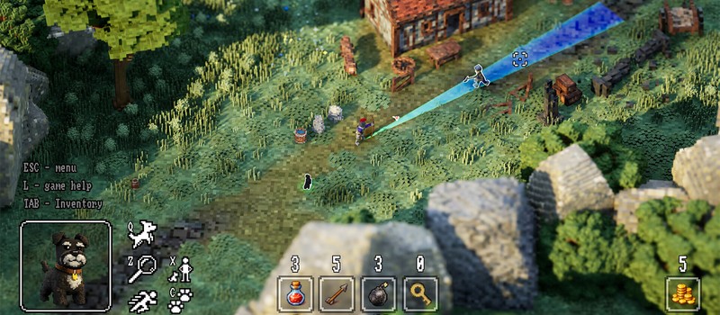 Вышла демоверсия воксельной экшен-RPG Voxborn, где здания рушатся по кусочкам, а в бою помогает пёс