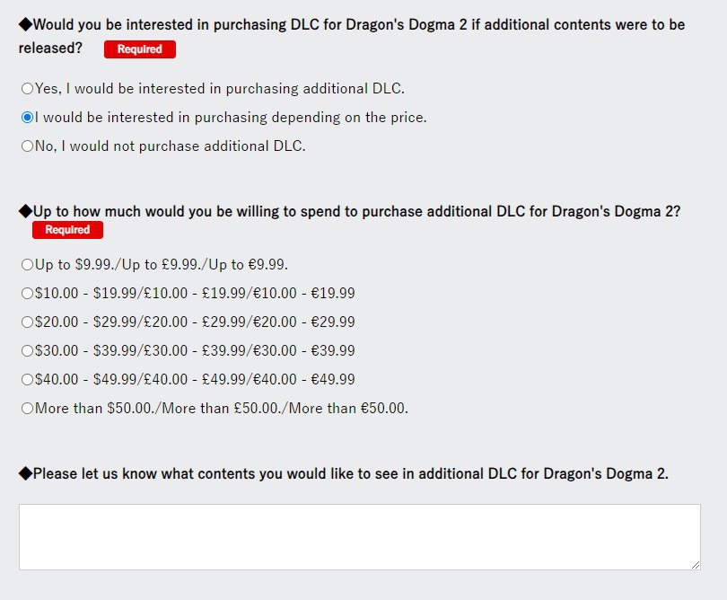 Capcom запустила опрос по DLC к Dragon's Dogma 2