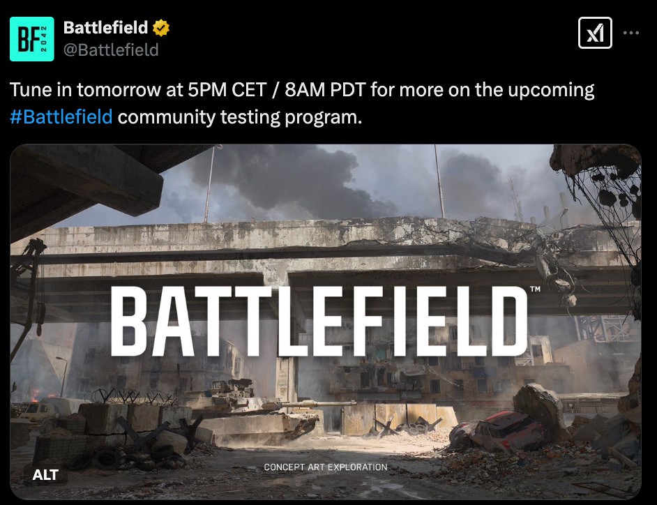 Сегодня вечером EA расскажет про тестирование новой Battlefield