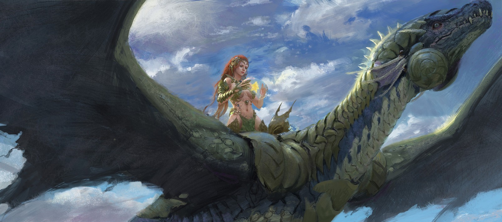 Девушка верхом на драконе
