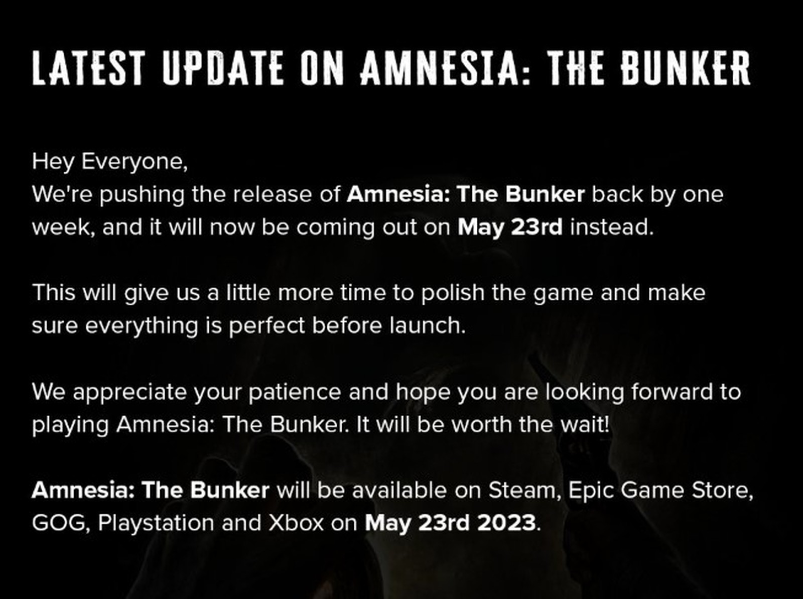 <b>Amnesia</b>: The Bunker - новая часть культовой хоррор-серии <b>Amnesia</b>. 